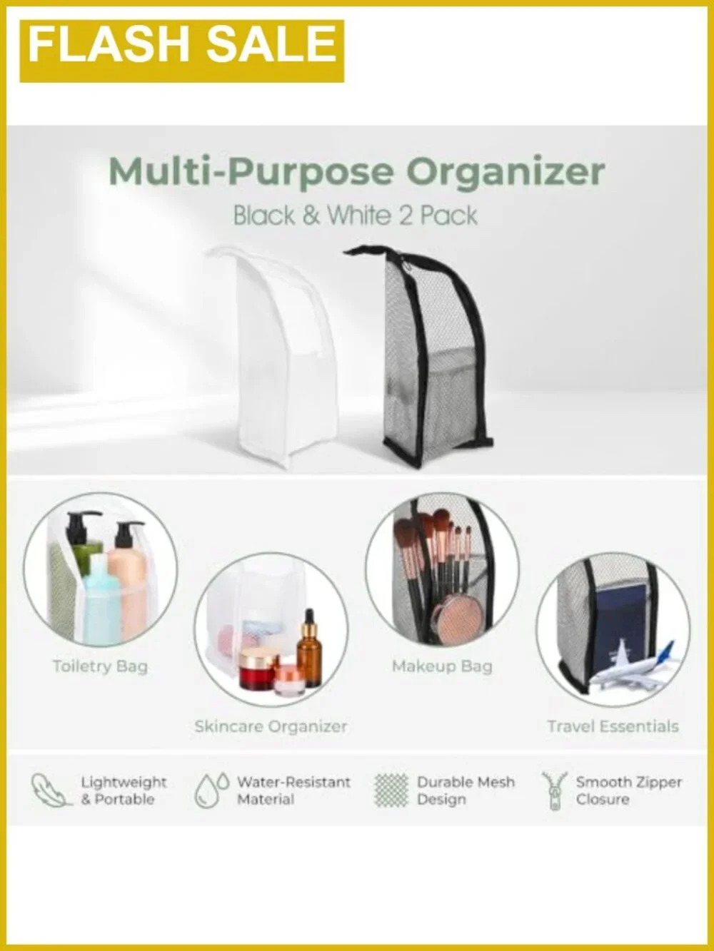 Standing Toiletry Bag 2 Pcs Upright Travel Makeup Bag EVA Water-Resistant